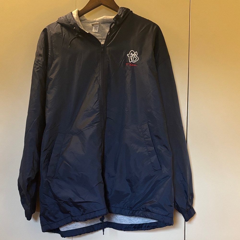 FUBU Navy Long Windbreaker Jacket Large